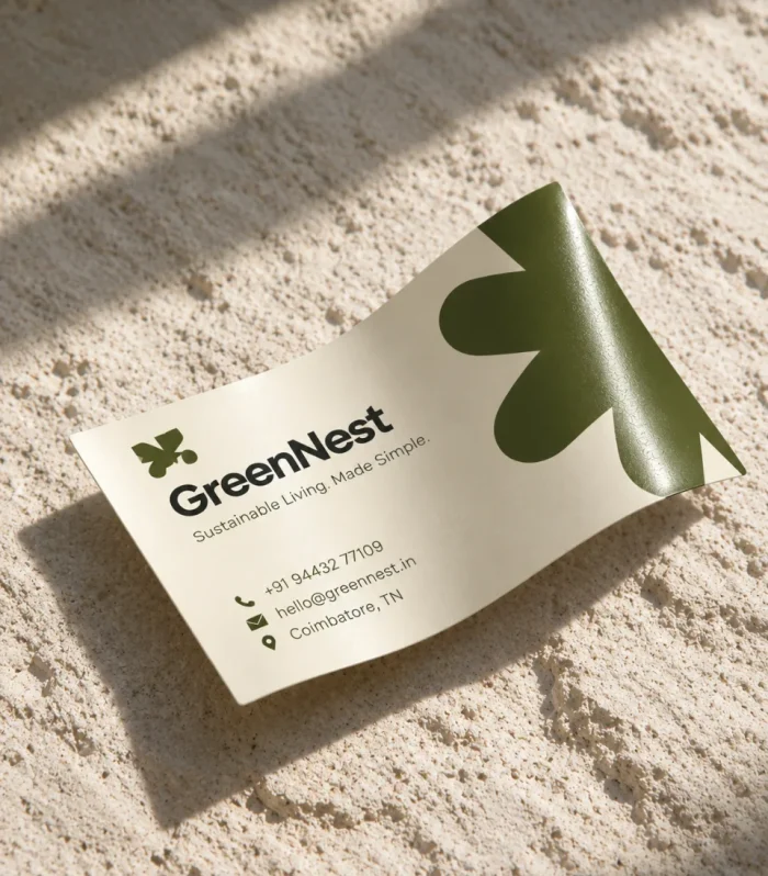 Stack of single side synthetic business cards with square corners and contact details