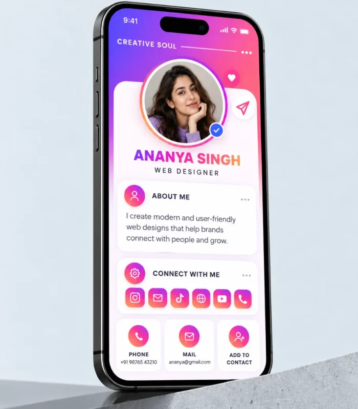 instagram style digital business card phone mockup